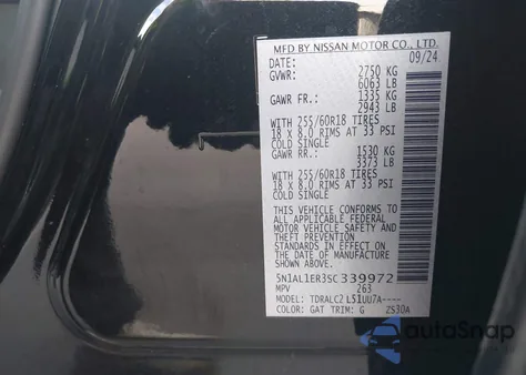 2025 Infiniti Qx60 Pure from USA, damaged, VIN 5N1AL1ER3SC339972